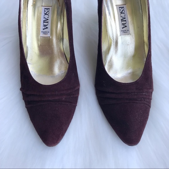 Escada VINTAGE Burgundy Suede Pumps - Picture 7 of 8
